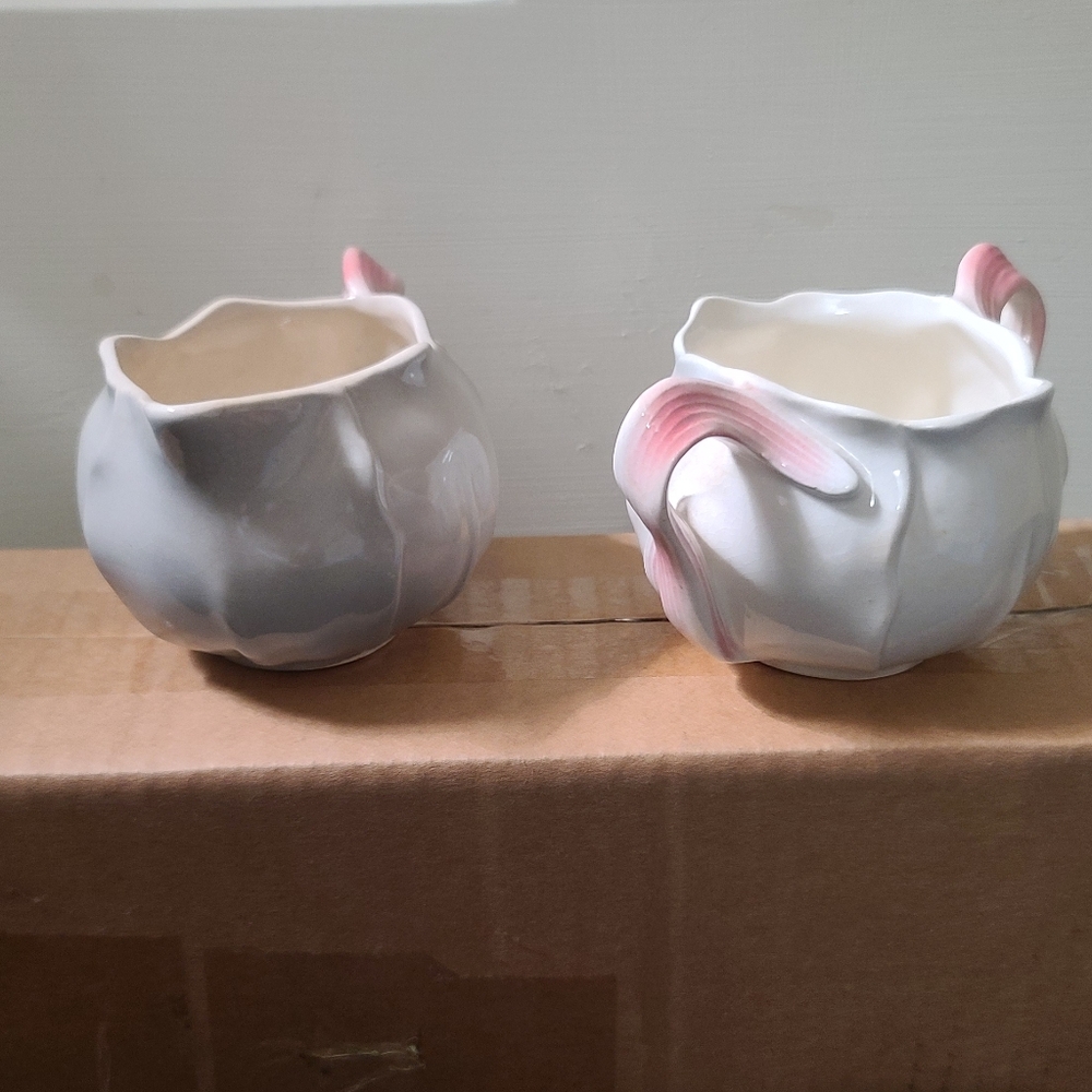 Vintage cabbage shaped sugar and creamer set